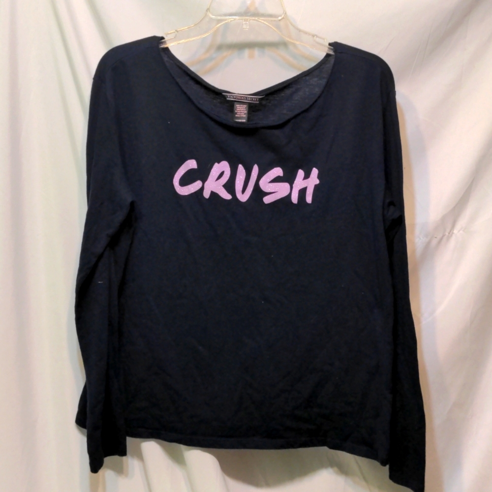 Victoria secret black long sleeve crush tee shirt sz Large